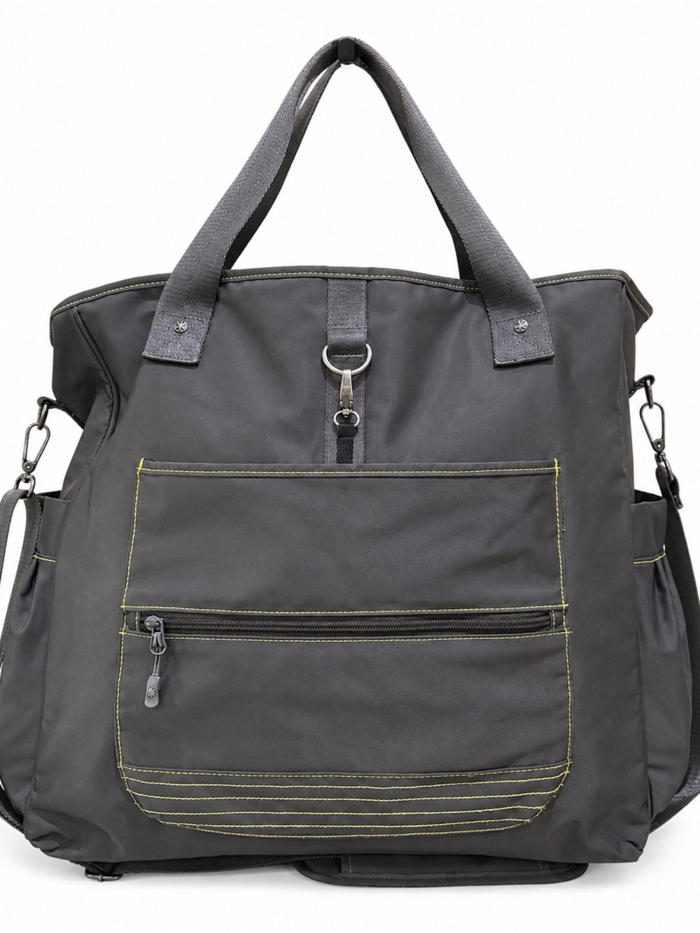 Athleta Gray Shoulder Bag Large Zip Top Travel Gym Yoga Carry All Bag Tote - Picture 3 of 11